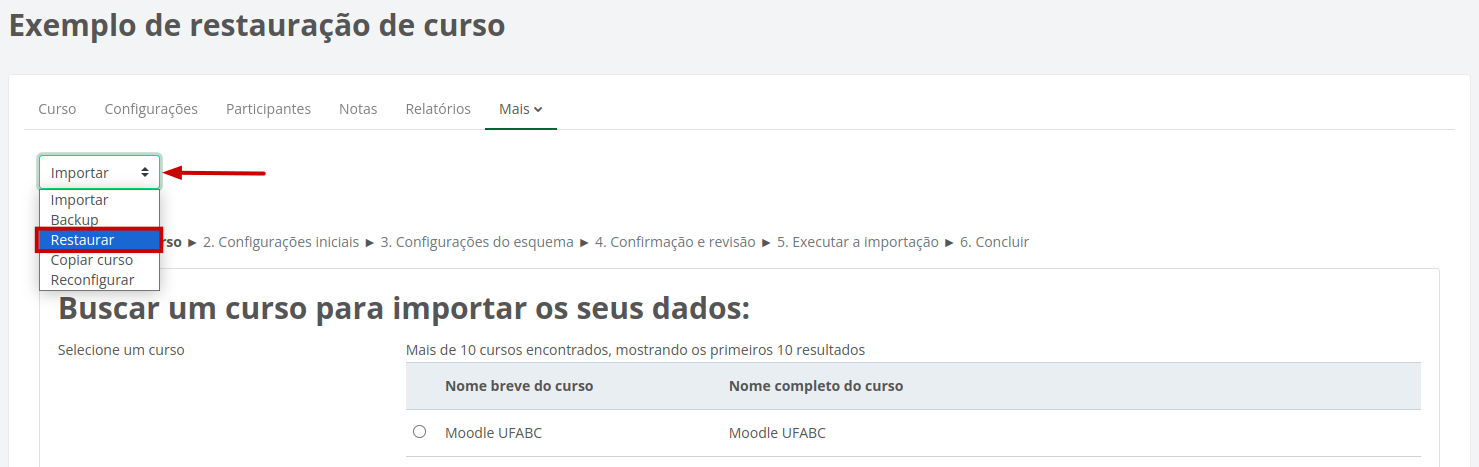 Captura de tela demonstrando o procedimento descrito acima.