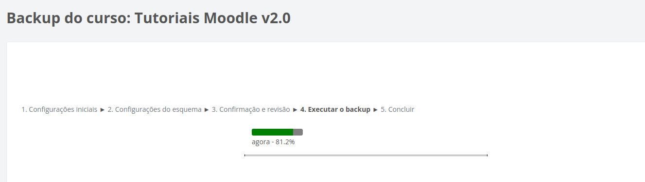 Captura de tela mostrando uma barra com a porcentagem de execução do backup.