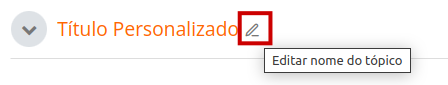 Imagem com exemplo de seção com o nome "título personalizado" e o ícone para edição rápida ao lado direito do nome.