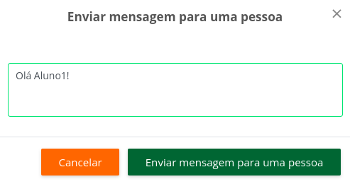 Captura de tela com exemplo de mensagem escrita a um aluno.