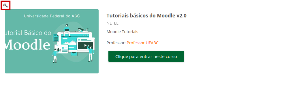 Imagem das informações gerais do curso com o ícone de autoinscrição com senha.