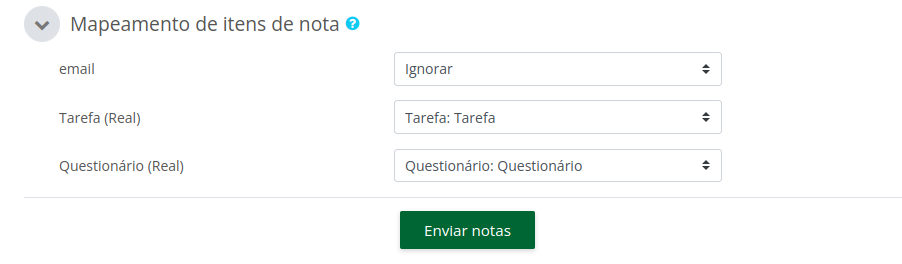 Captura de tela demonstrando o procedimento acima, com todos campos mapeados.