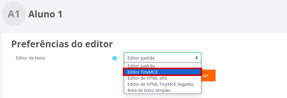 Imagem com os tipos de editores existentes no Moodle UFABC.