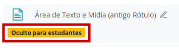 Imagem do ícone da página com o texto Oculto para estudantes abaixo do nome do recurso