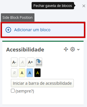 imagem mostrando a opção adicionar um bloco