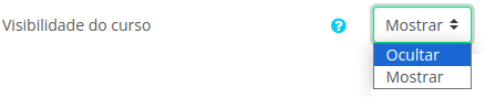 Opções de visibilidade do curso.