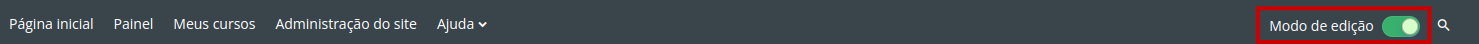 Barra superior do curso com o botão Modo de edição ativado.