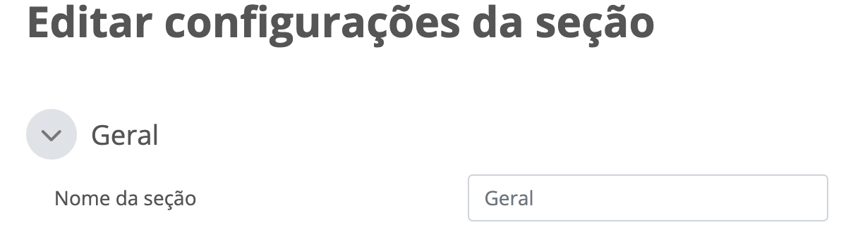 Campo de edição do nome da seção.