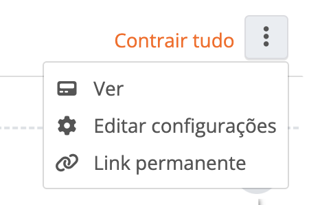 Menu de opções da seção com a opção Editar configurações.